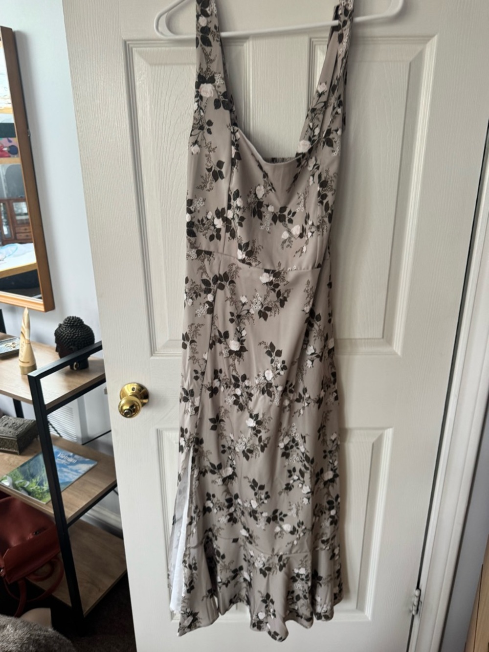 Floral Slip Midi Dress in Taupe